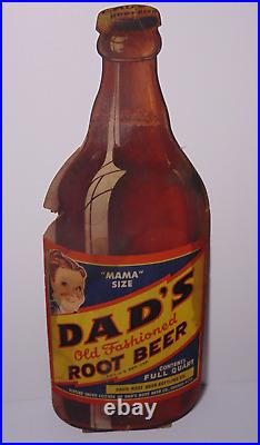 RARE VINTAGE 1950s DAD'S ROOT BEER SIGN MAMA SIZE STAND UP SIGN POP SODA SIGN