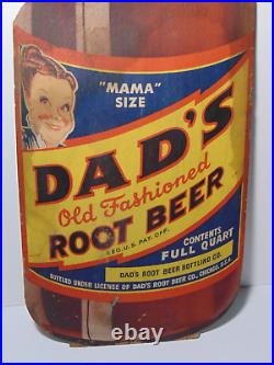 RARE VINTAGE 1950s DAD'S ROOT BEER SIGN MAMA SIZE STAND UP SIGN POP SODA SIGN