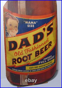 RARE VINTAGE 1950s DAD'S ROOT BEER SIGN MAMA SIZE STAND UP SIGN POP SODA SIGN