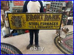 RARE Vintage 1930s Front Rank Furnaces Advertising Tin Sign General Store Devils