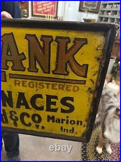 RARE Vintage 1930s Front Rank Furnaces Advertising Tin Sign General Store Devils