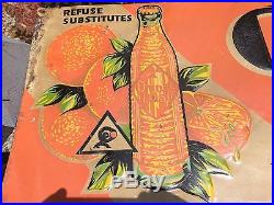 RARE Vintage Antique Orange Crush Soda Bottle Tin Metal Non Porcelain Sign WOW