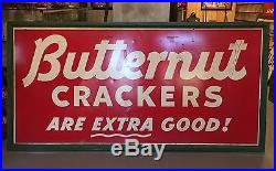 RARE Vintage BUTTERNUT Crackers Are Extra Good Metal Advertising Sign 72x36