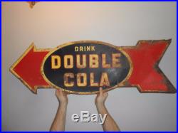 RARE Vintage Original DOUBLE COLA SODA POP Advertising ARROW DIRECTIONAL SIGN
