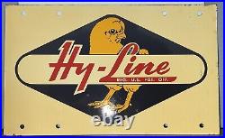 RARE Vintage Original Hy-Line Chicken Breeding Metal Double Sided Sign