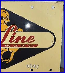 RARE Vintage Original Hy-Line Chicken Breeding Metal Double Sided Sign