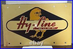 RARE Vintage Original Hy-Line Chicken Breeding Metal Double Sided Sign