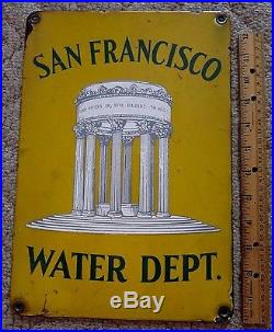 RARE Vintage Porcelain 1930's Sign San Francisco Water Department Pulgas Temple