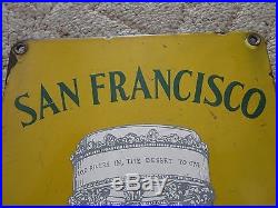 RARE Vintage Porcelain 1930's Sign San Francisco Water Department Pulgas Temple