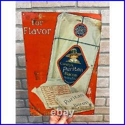 RARE Vintage c1930s Puritan Cudahy Bacon Tin Advertising Sign Kitchen