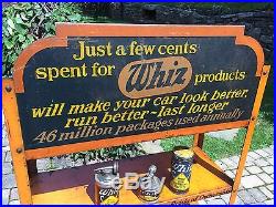 RARE Whiz Auto Products Vintage Metal Sign Advertising Shelf Store Display Rack