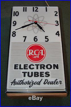 RCA ELECTRON TUBES LIGHTED ADVERTISING CLOCK SIGN ORIGINAL BOX Vintage NOS