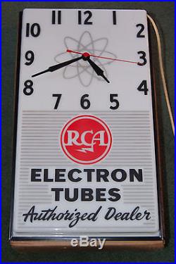 RCA ELECTRON TUBES LIGHTED ADVERTISING CLOCK SIGN ORIGINAL BOX Vintage NOS