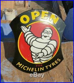 Rare 1930's Old Antique Vintage Michelin Tyres Ad. Porcelain Enamel Sign Board