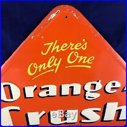 Rare 1940 Orange Crush Sign Embossed Vintage Advertising Soda Service Station