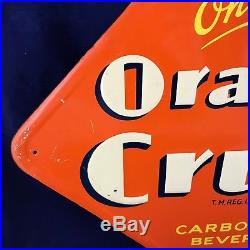 Rare 1940 Orange Crush Sign Embossed Vintage Advertising Soda Service Station