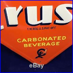 Rare 1940 Orange Crush Sign Embossed Vintage Advertising Soda Service Station