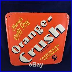 Rare 1940 Orange Crush Sign Embossed Vintage Advertising Soda Service Station