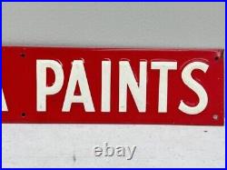 Rare 50s Vintage HANNA Paint Embossed Sign Advertisement 13.5' Long