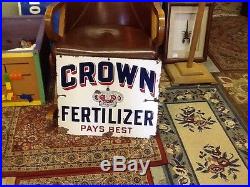 Rare Crown Fertilizer Pays Best Vintage Porcelain Sign