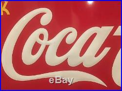 Rare Large Vintage 1948 Coca Cola Soda Pop Gas Station 54 Embossed Metal Sign