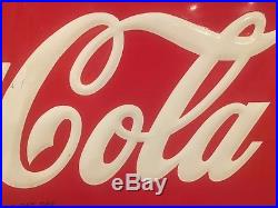 Rare Large Vintage 1948 Coca Cola Soda Pop Gas Station 54 Embossed Metal Sign