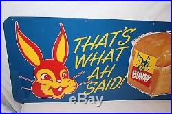 Rare Large Vintage 1950's Bunny Bread Grocery Store Kitchen 54 Metal SignNice