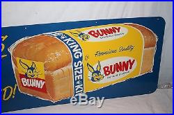 Rare Large Vintage 1950's Bunny Bread Grocery Store Kitchen 54 Metal SignNice