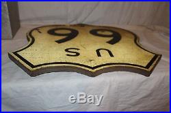 Rare Original Vintage 1940's US Route 66 Highway Gas Oil 24 Wood Road Sign