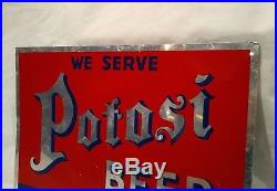 Rare Potosi Brewery Vintage Metal Beer Bar Advertising Sign Wisconsin Original