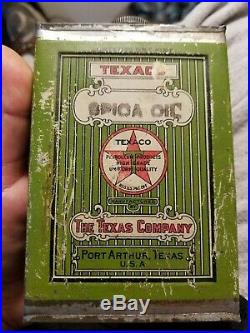 Rare Texas Co Texaco Pint Oil Can Vintage Original Gas station like old Sign