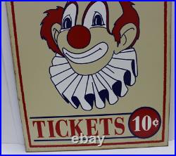 Rare Vintage 1920's Mummert Funhouse Tickets Carnival Metal Sign Clawn 17 X 23