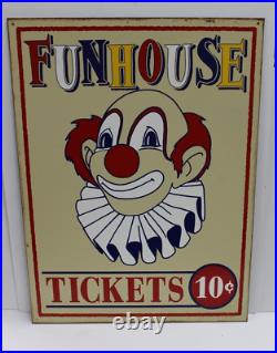 Rare Vintage 1920's Mummert Funhouse Tickets Carnival Metal Sign Clawn 17 X 23