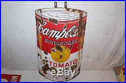 Rare Vintage 1930's Campbell's Tomato Soup 23 Porcelain Metal Sign WithBracket