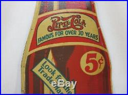Rare Vintage 1932 Pepsi Cola Soda Pop 30 Embossed Metal Sign Tin Very Nice