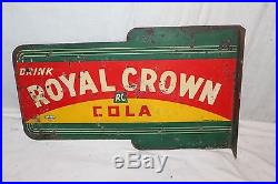Rare Vintage 1936 RC Royal Crown Cola Soda Pop 2 Sided 18 Metal Flange Sign
