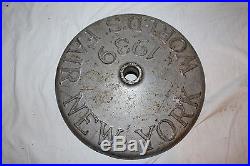 Rare Vintage 1939 New York World's Fair Coca Cola Gas Oil Cast Iron Sign Base
