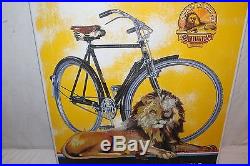 Rare Vintage 1940's Phillips Bicycle Gas Oil 29 Porcelain Metal Sign WithLion