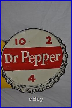 Rare Vintage 1940s Dr Pepper 10 2 4 Cola 18 Double Sided Metal Flange Sign
