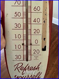 Rare Vintage 1950's Coca Cola Soda Pop 30 Metal Cigar Thermometer Sign Works