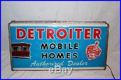 Rare Vintage 1950's Detroiter Mobile Homes Gas Oil 24 Lighted Metal SignWorks