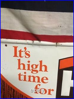 Rare Vintage 1960s Its High Time For Hires Root Beer Embossed Metal Bottle Sign