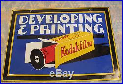 Rare Vintage'20s'30s Kodak two Sided Porcelain Enamel advertising Sign 20 x 14