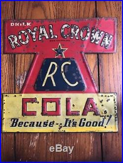 Rare Vintage 47-A RC Royal Crown Cola Soda Pop 11 Embossed Metal Antique Sign