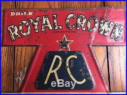 Rare Vintage 47-A RC Royal Crown Cola Soda Pop 11 Embossed Metal Antique Sign