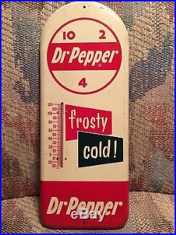 Rare Vintage Antique Dr Pepper Soda Cola Tin Non Porcelain Thermometer Sign WOW