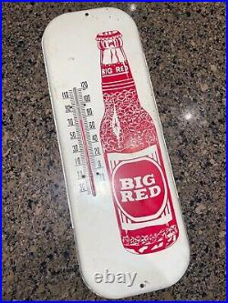 Rare Vintage Big Red Metal Thermometer Sign, Very Good Condition