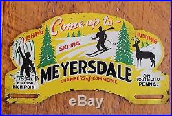 Rare Vintage Meyersdale Pa. License Plate Topper Ski-ing-hunting-fishing