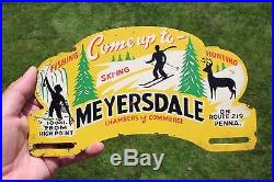 Rare Vintage Meyersdale Pa. License Plate Topper Ski-ing-hunting-fishing