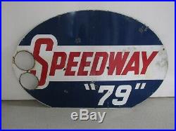 Rare Vintage Original DS Porcelain Speedway 79 Gasoline Station Sign Racing